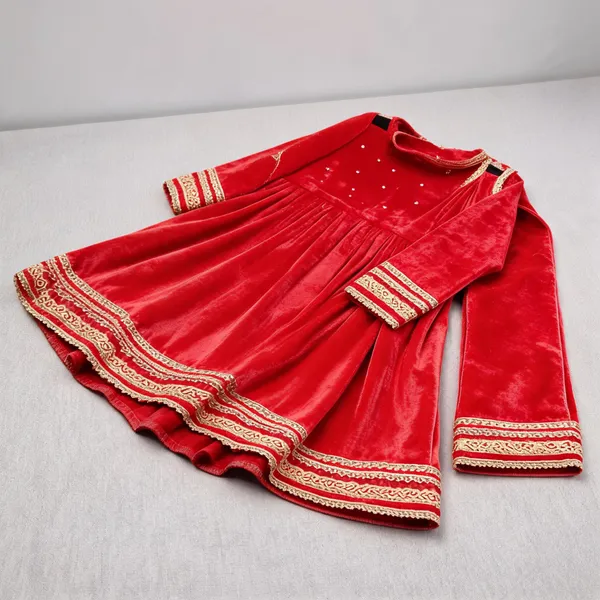 Orange_Velvet_Frock_Suit_For_Kids