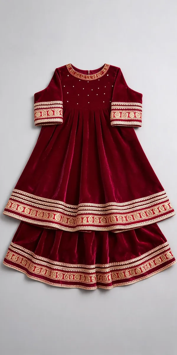 Pink_Velvet_Frock_Suit_For_Kids