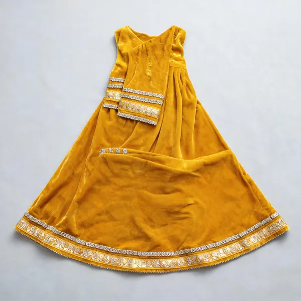 Yellow_Velvet_Frock_Suit_For_Kids