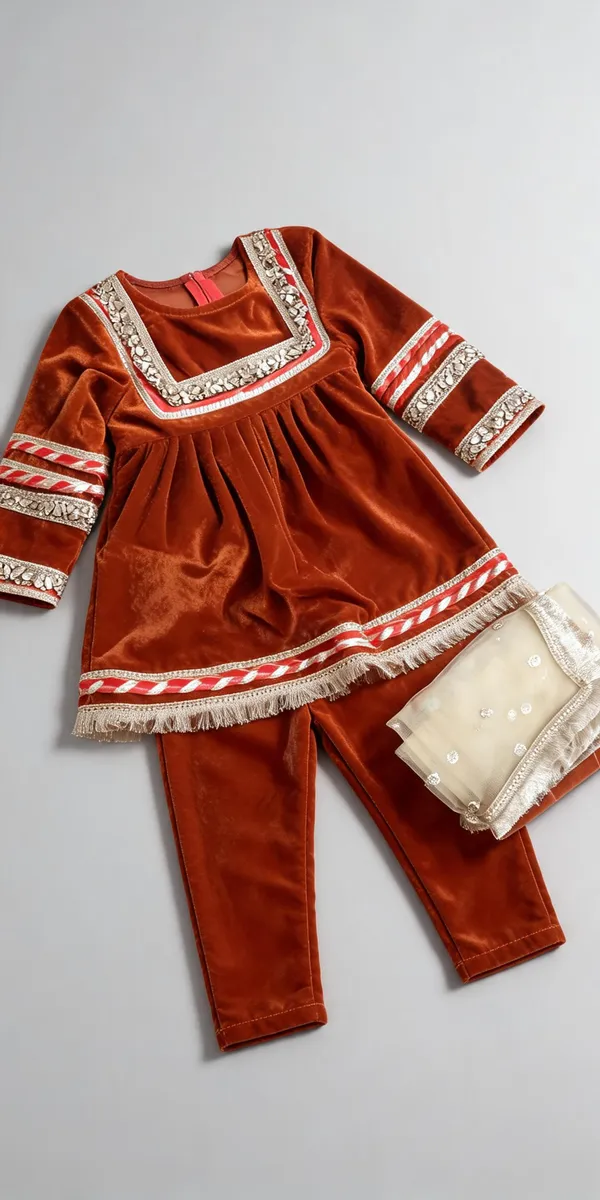 Mustard_Yellow_Velvet_Embroidered_Suit_Set_For_Kids