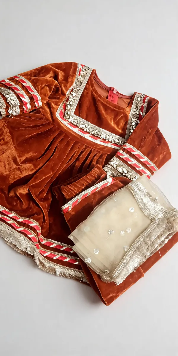 Rust_Velvet_Cirosky_Work_Suit_Set_For_Kids