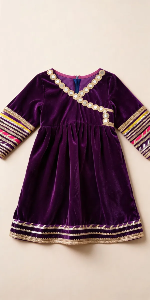 Purple_Velvet_Gota_Work_Angrakha_Suit_Set_For_Kids