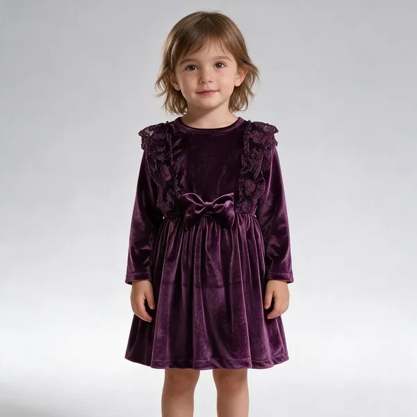 Purple_Velvet_Crochet_Lace_Frock_Suit_For_Kids