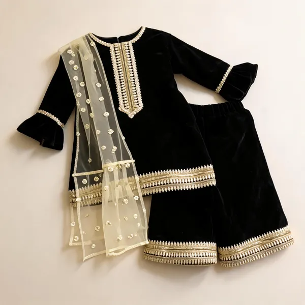 Navy_Blue_Velvet_Lace_Work_Suit_Set_For_Kids