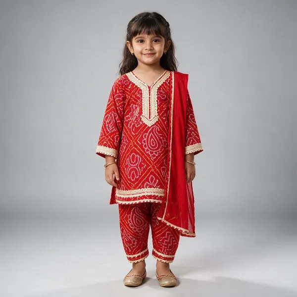 Red_Georgette_Naira_Cut_Gota_Work_Suit_Set_For_Kids