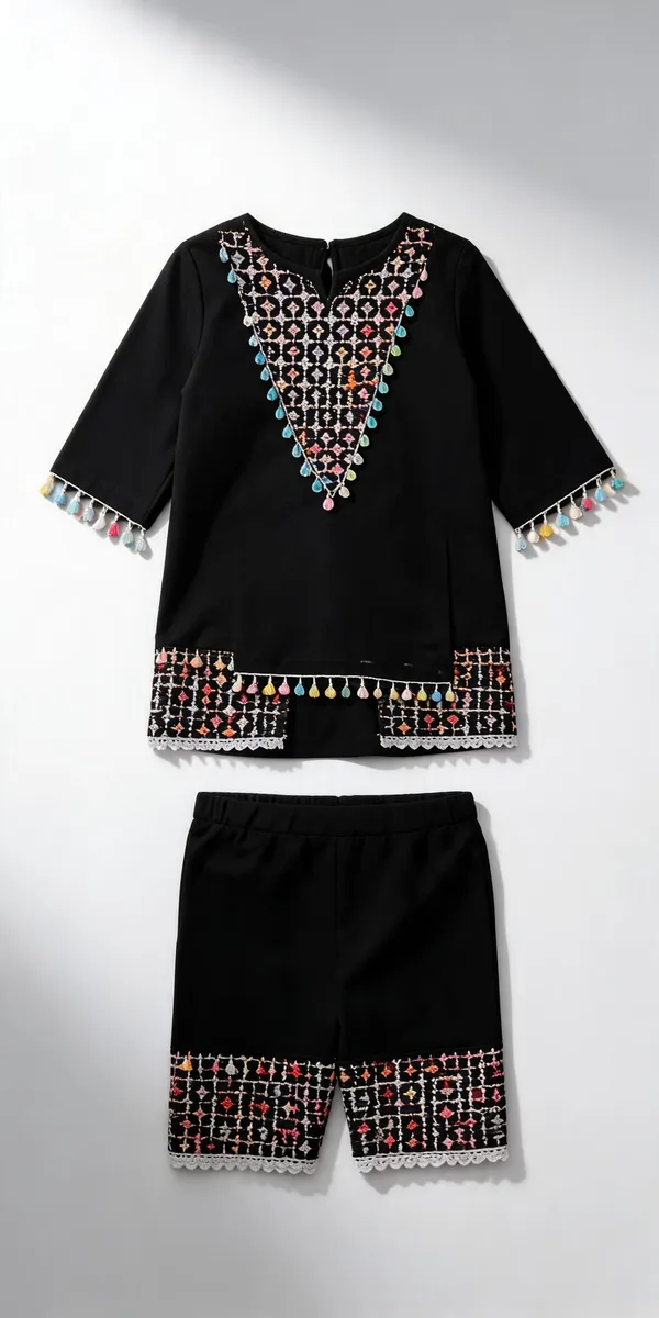 Black_Pink_Georgette_Chikankari_Co-Ord_Set_For_Kids