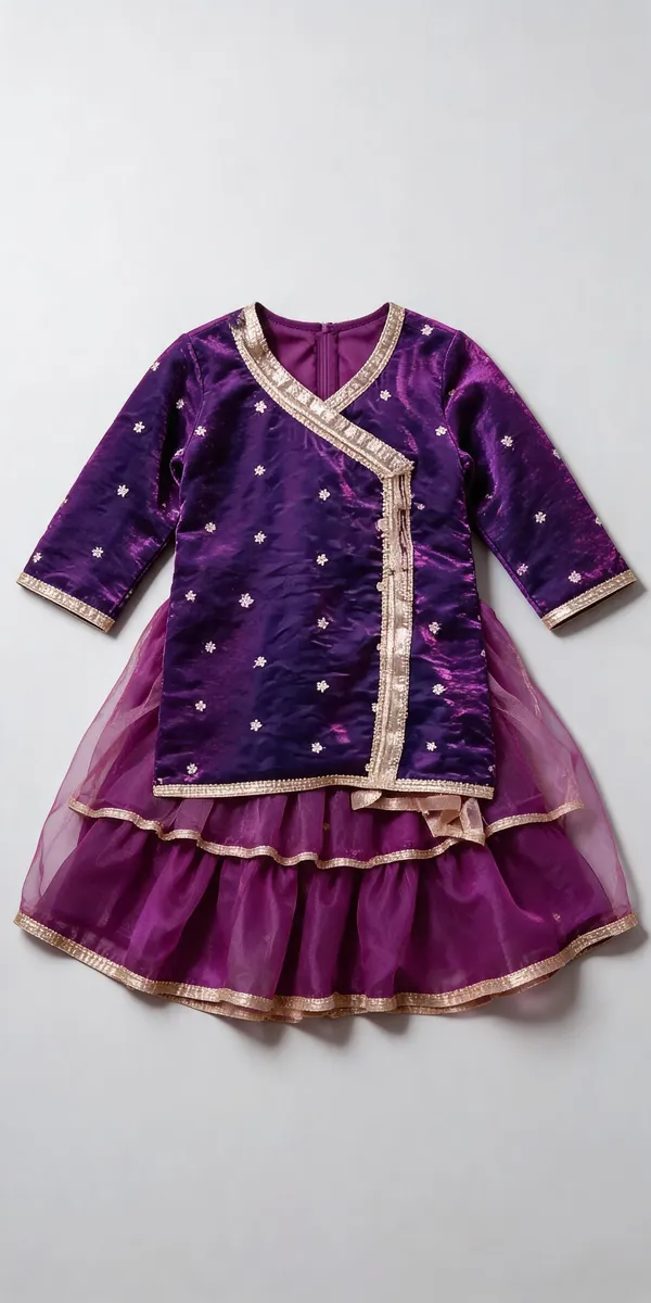 Purple_Satin_Silk_Angrakha_Gharara_Set_For_Kids