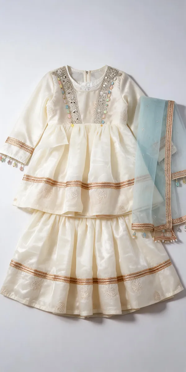White_Silk_Handwork_Gharara_Set_For_Kids