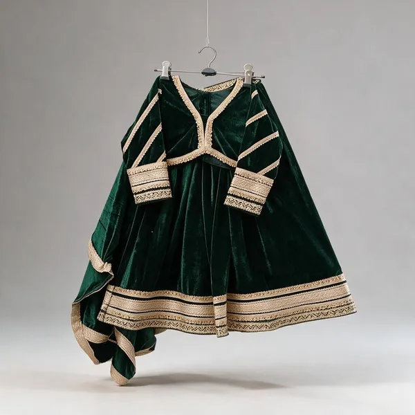 Green_Velvet_Kundan_Embellished_Lehenga_Set_For_Kids