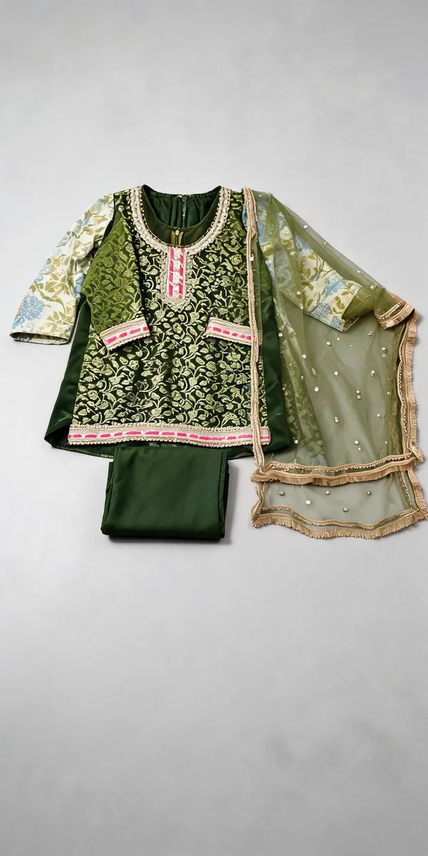 Green_Silk_Banarasi_Patiala_Suit_Set_For_Kids