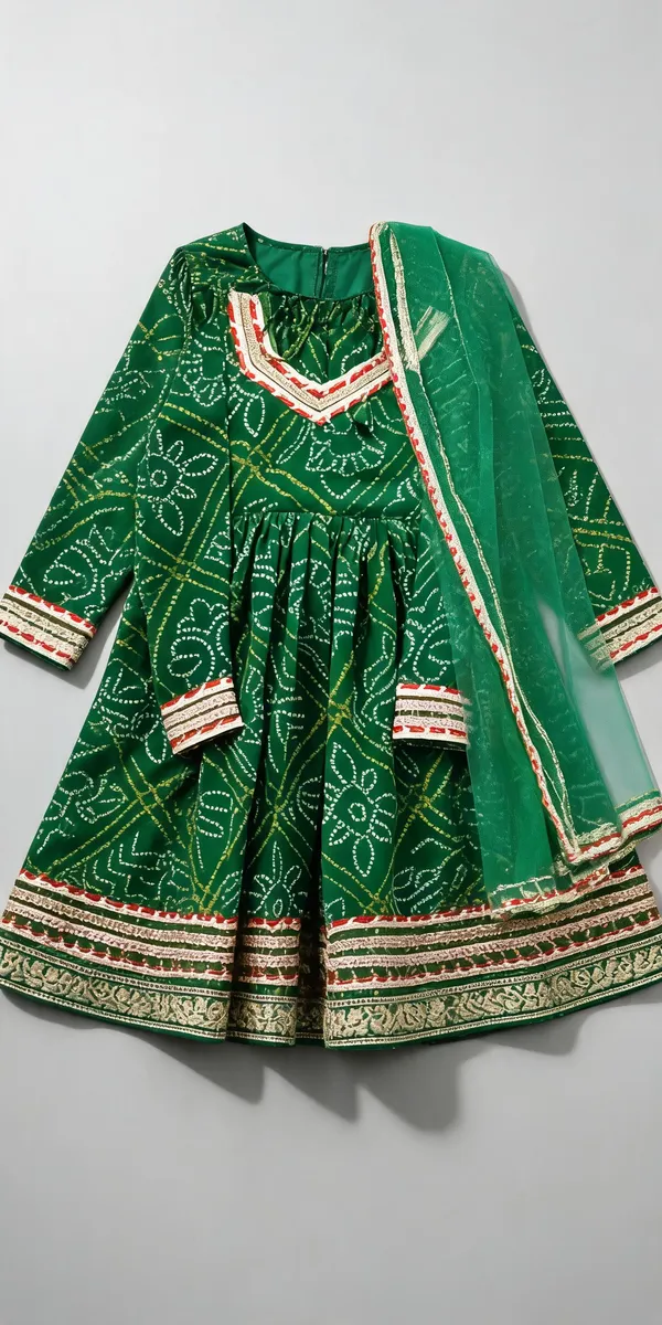 Red_Georgette_Chunri_Print_Jaipuri_Frock_Suit_For_Kids