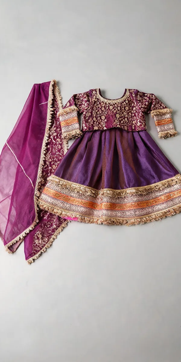 Purple_Silk_Maharani_Lace_Work_Lehenga_Set_For_Kids