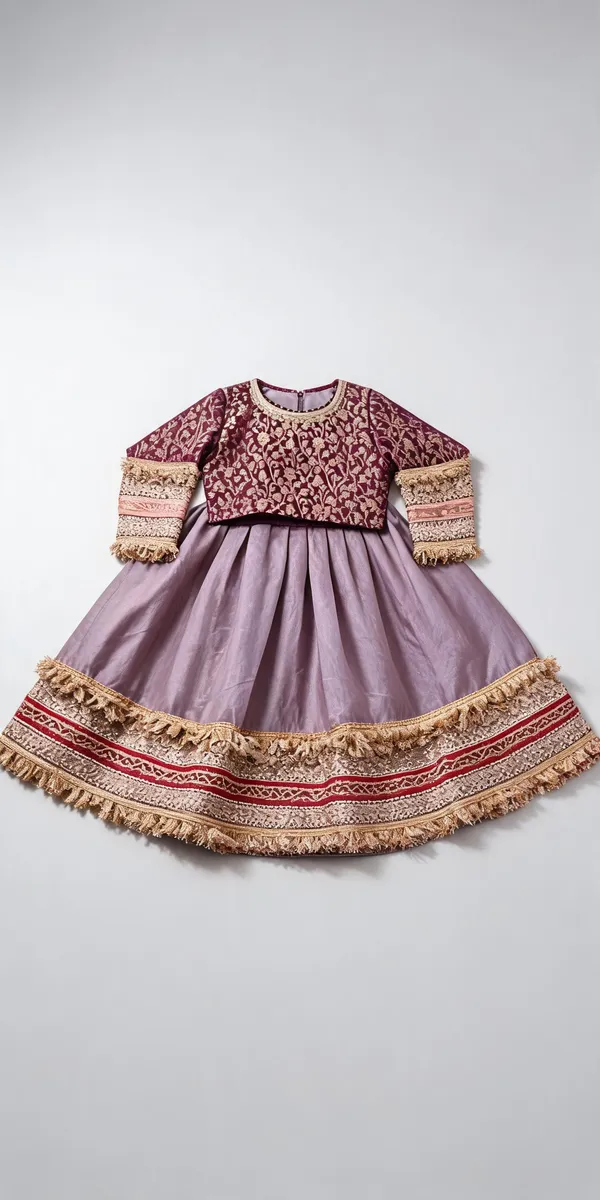 Lilac_Silk_Maharani_Lace_Work_Lehenga_Set_For_Kids