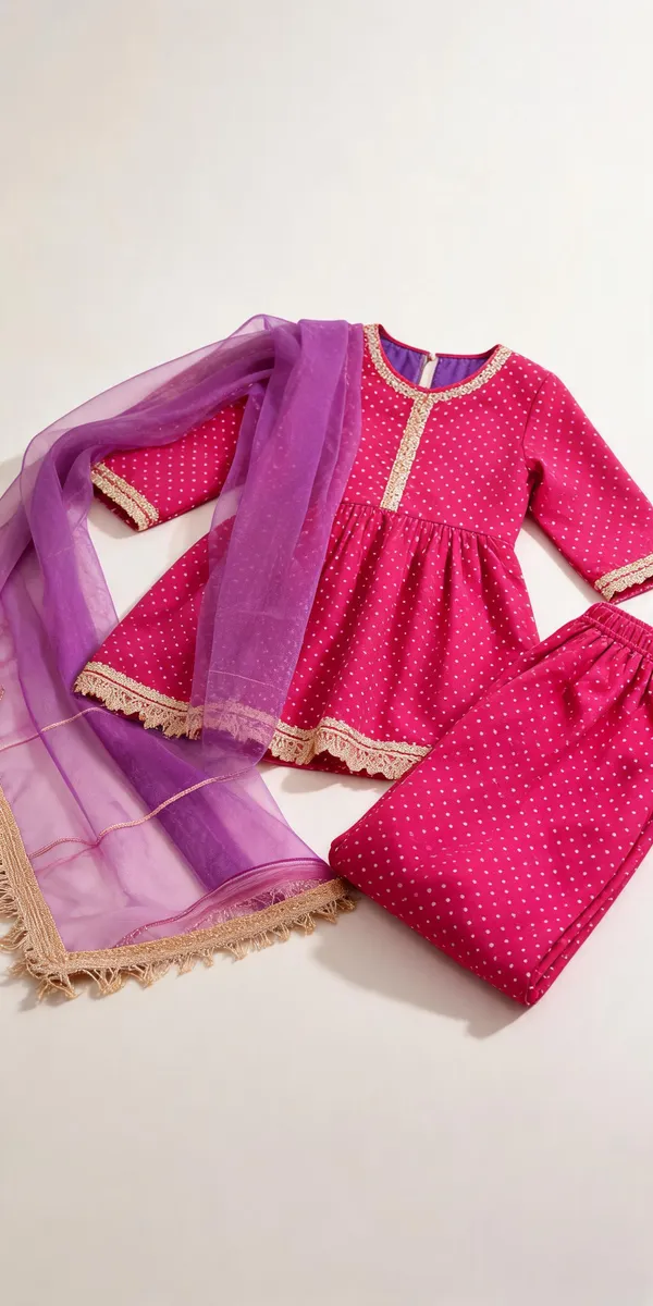 Pink_Silk_Sharara_Set_For_Kids