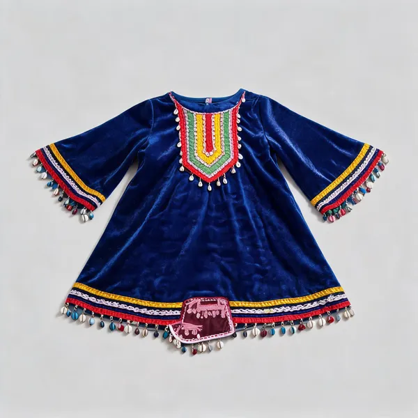 Royal_Blue_Velvet_A-Line_Bell_Sleeve_Dress_For_Kids