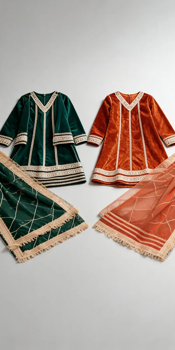 Green_Red_Banarasi_A-Line_Frock_Suit_For_Kids