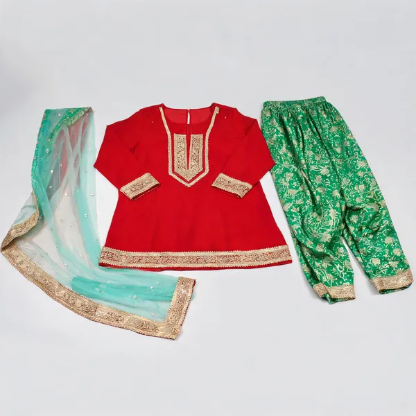 Red_Silk_Georgette_Banarasi_Patiala_Suit_Set_For_Kids