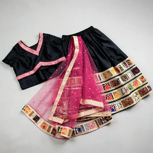 Black_Silk_Rajwada_Style_Lehenga_Choli_For_Kids