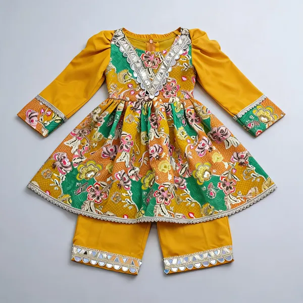 Yellow_Crepe_Hand_Work_Tulip_Pants_Suit_Set_For_Kids