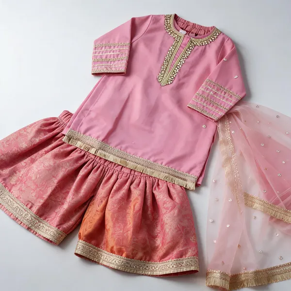 Pink_Banarasi_Silk_Gharara_Set_For_Kids