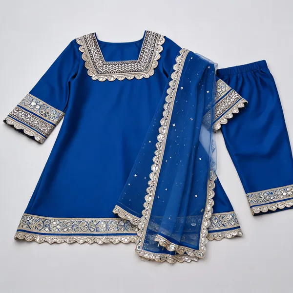 Royal_Blue_Banarasi_Silk_Mirror_Work_Suit_Set_For_Kids