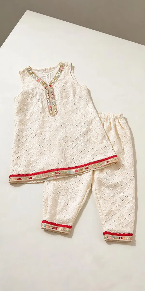 White_Schiffli_Chikan_Embroidered_Co-Ord_Set_For_Kids