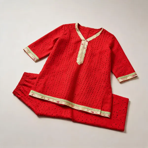 Red_Schiffli_Chikan_Cut-Work_Co-Ord_Set_For_Kids