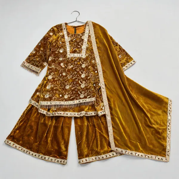 Mustard_Silk_Handwork_Mirror_Work_Sharara_Set_For_Kids