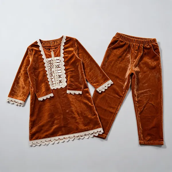 Rust_Satin_Silk_Mirror_Work_Kurta_Set_For_Kids