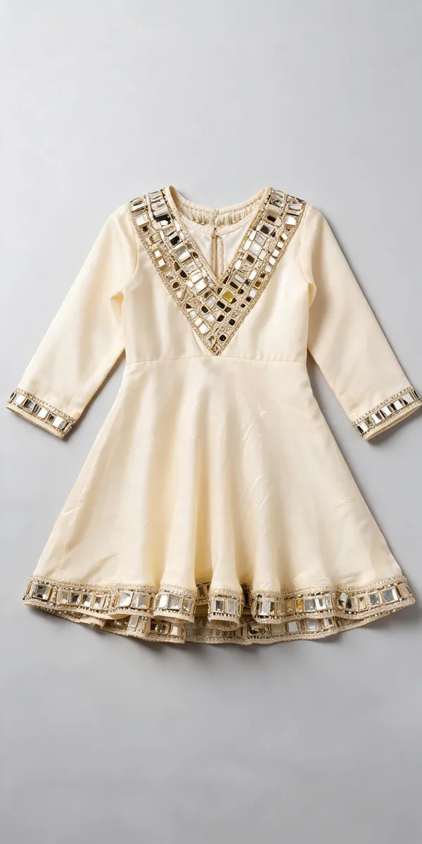 Off-White_Moss_Silk_Mirror_Work_Frock_Suit_For_Kids