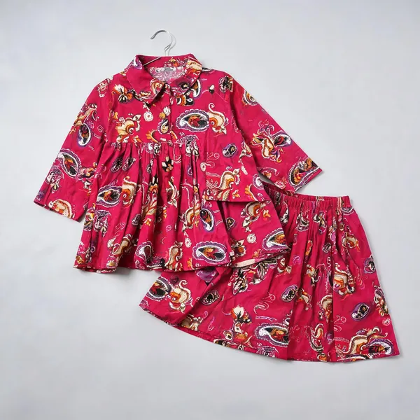 Pink_Cotton_Shirt_Collar_Co-Ord_Set_For_Kids