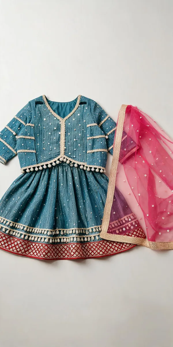 Blue_Crush_Shimmer_Embellished_Lehenga_Set_For_Kids