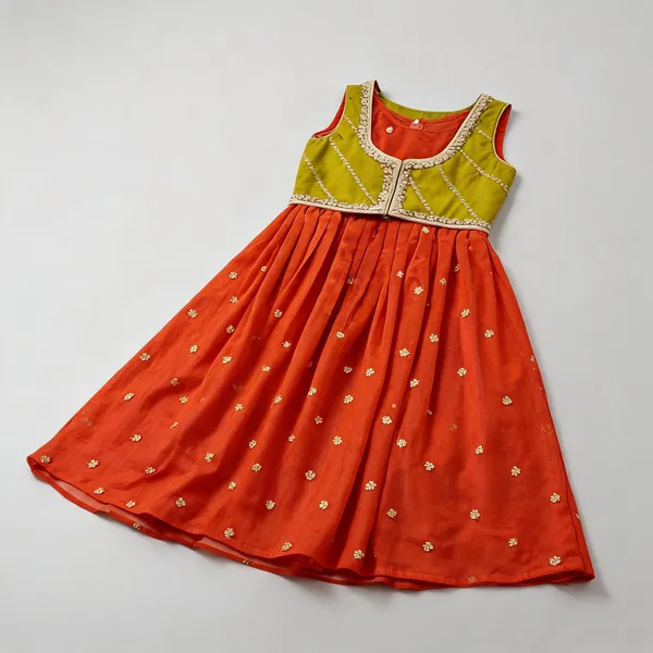 Silk_Embroidered_Detachable_Jacket_Dress_For_Kids