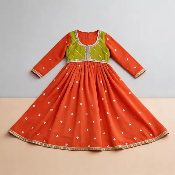Premium_Handwork_Jacket_Dress_Rust