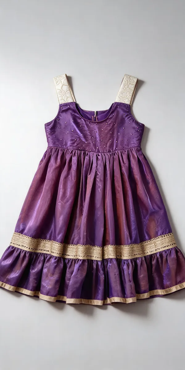 Purple_Satin_Silk_Frill_One-Piece_Dress_For_Kids