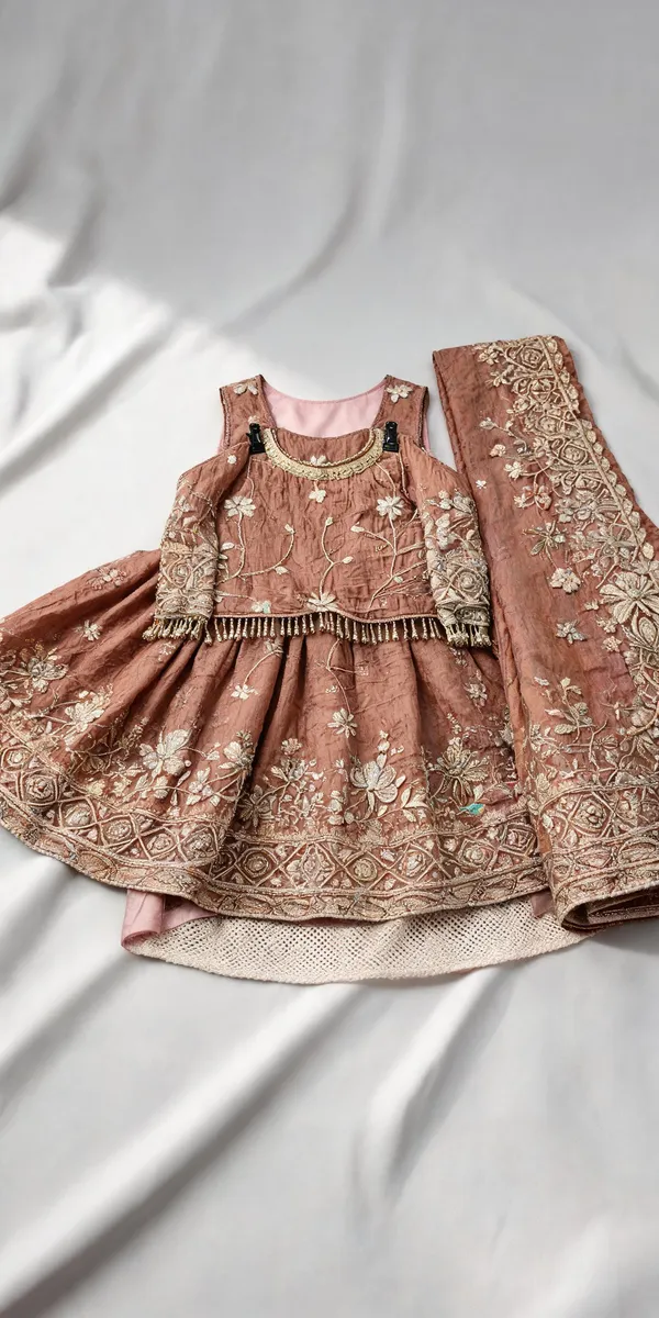 Nude_Crush_Silk_Heavy_Handwork_Lehenga_Set_For_Kids