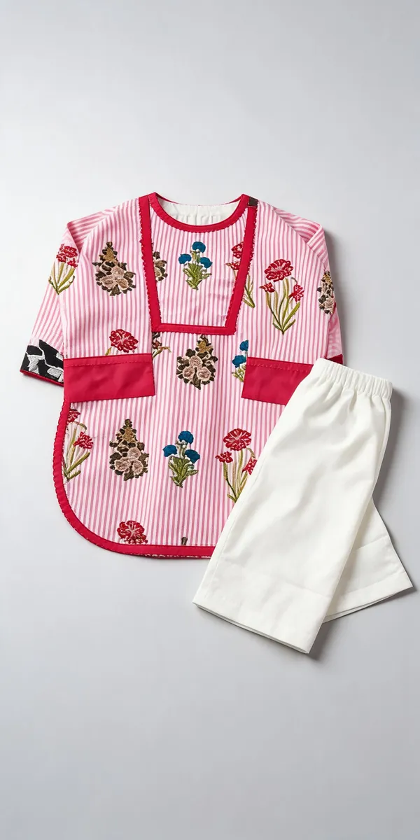 Pink_Pure_Cotton_Chikan_Lace_Farshi_Salwar_Suit_For_Kids