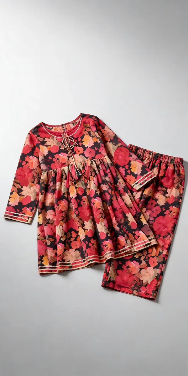 Red_Black_Georgette_Frock_Suit_For_Kids