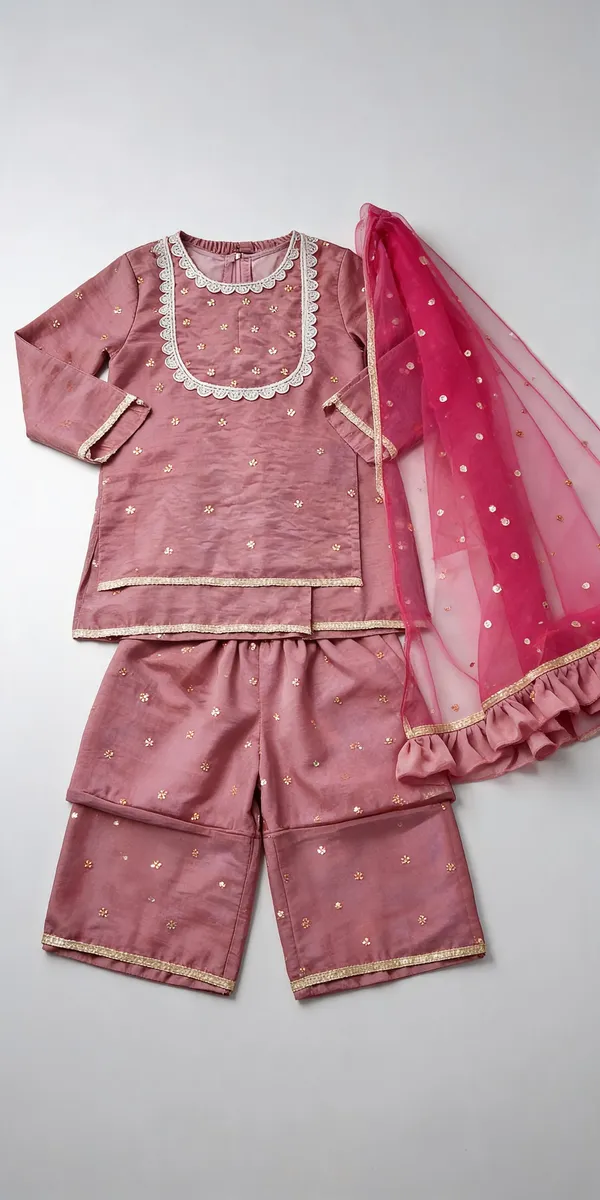 Pink_Silk_Handwork_Sequin_Palazzo_Set_For_Kids