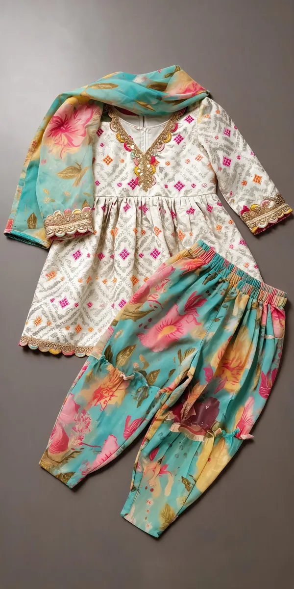 Off_White_Silk_Banarasi_Meenakari_Pant_Set_For_Kids