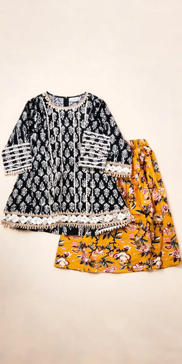 Red_Pure_Cotton_Block_Print_Pakistani_Suit_Set_For_Kids