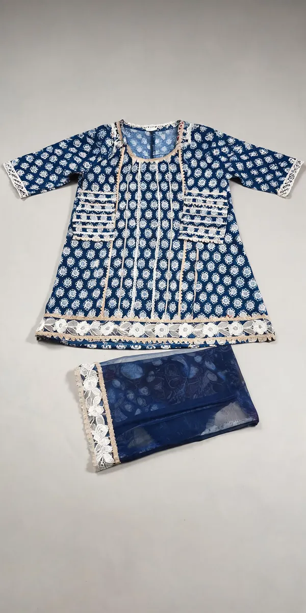 Blue_Pure_Cotton_Block_Print_Pakistani_Suit_Set_For_Kids