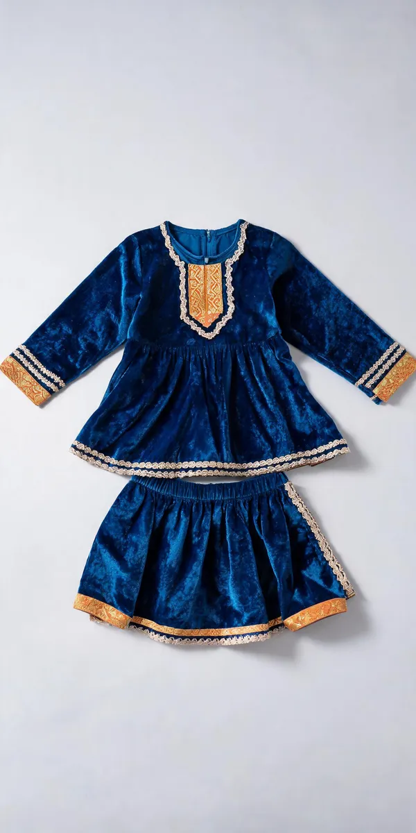 Blue_Silk_Kurta_Dress_For_Kids