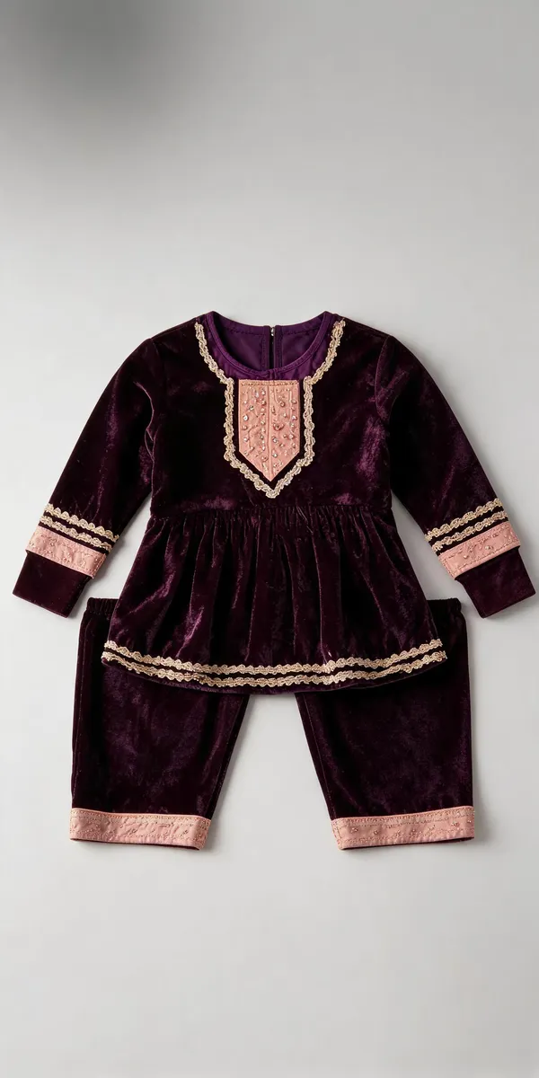 Brown_Silk_Peplum_Kurta_Dress_For_Kids