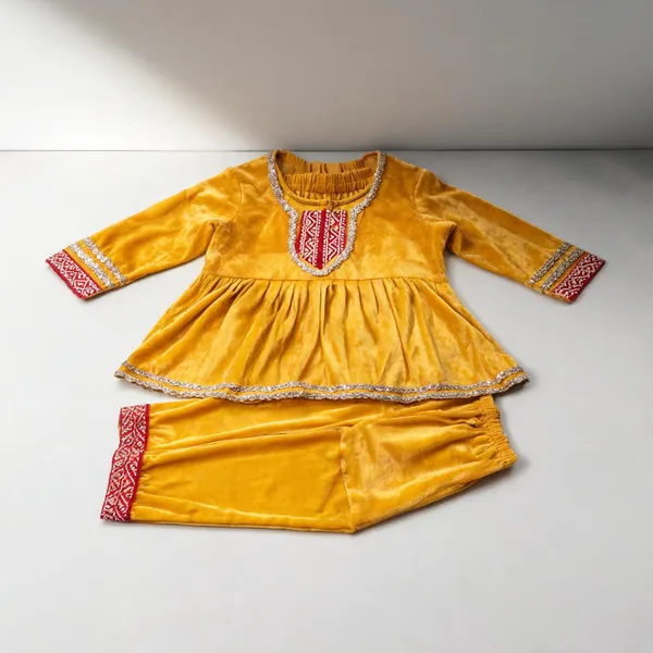Yellow_Silk_Kurta_Dress_For_Kids