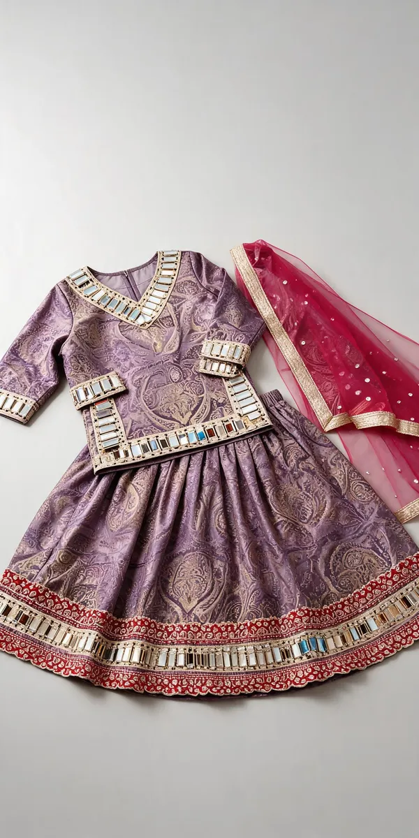 Lilac_Jamawar_Mirror_Cutwork_Lehenga_Set_For_Kids