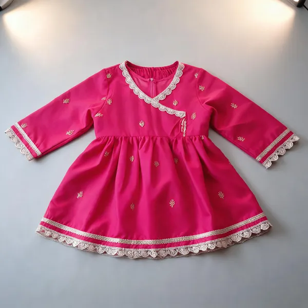 Pink_Silk_Handwork_Brother_Sister_Matching_Outfit_For_Kids