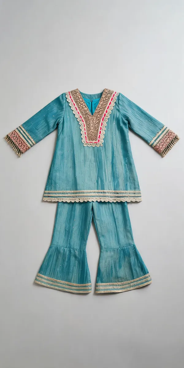 Sea_Green_Crush_Bell_Bottom_Co-Ord_Set_For_Kids