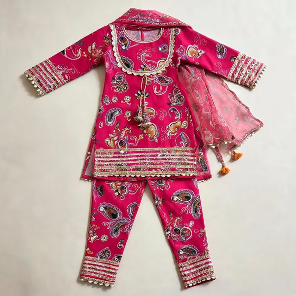 Pink_Silk_Gota_Embroidered_Farshi_Suit_Dress_For_Kids