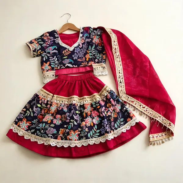 Red_Crepe_Mirror_Cutwork_Lehenga_Set_For_Kids
